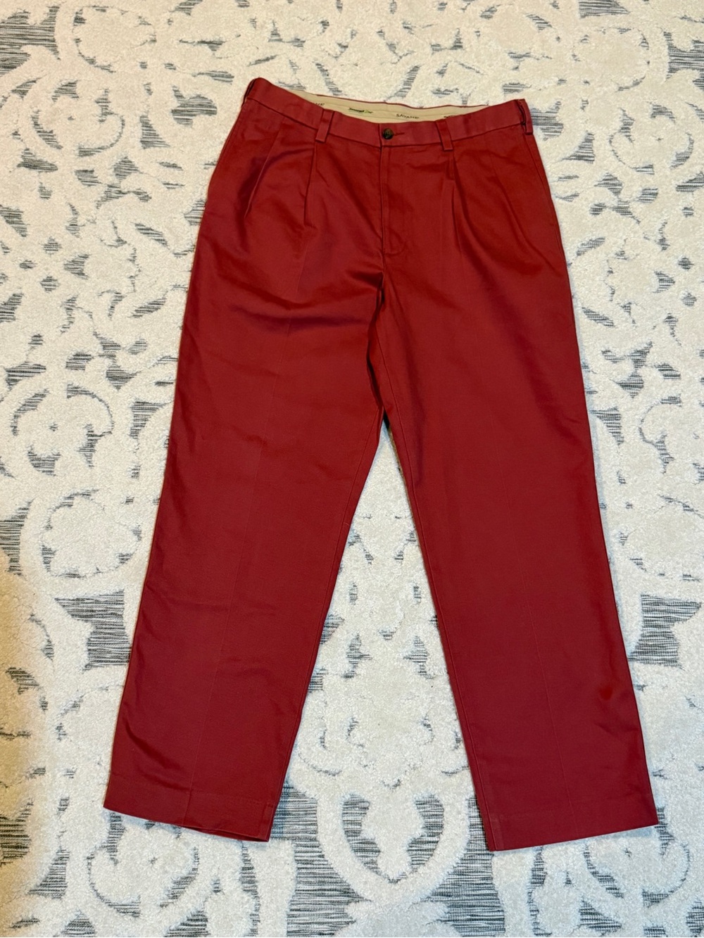 Savane Tailored 2 U Men's coral Red Dress Pants Classic Pleated Trousers 34x30
